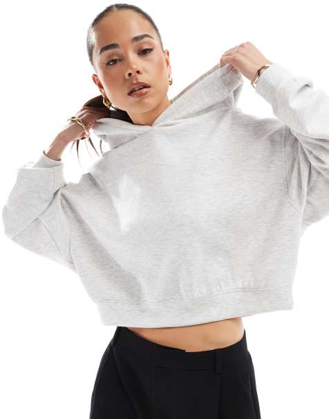 Bershka boxy hoodie in heather gray - view 1