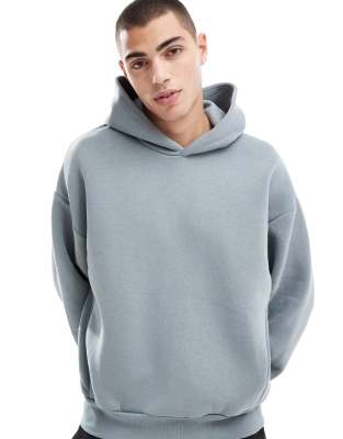 boxy hoodie in light blue-Gray