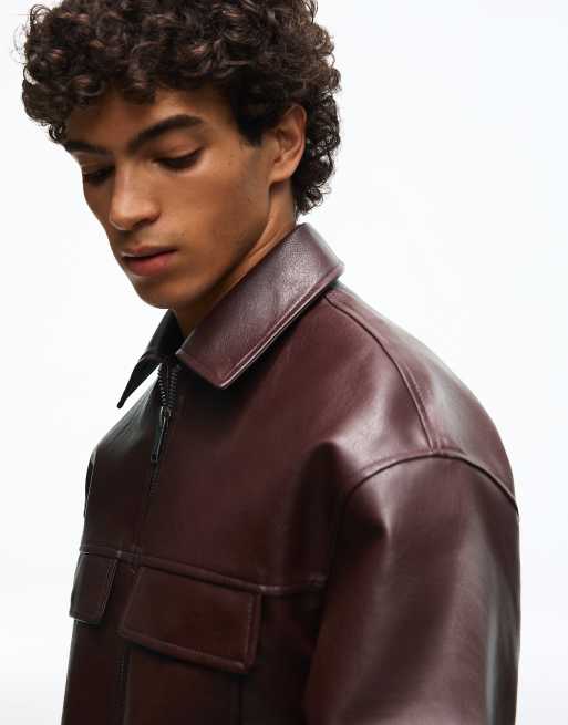 Bershka Boxy-Jacke in Lederoptik in Schwarz, 4 von 5