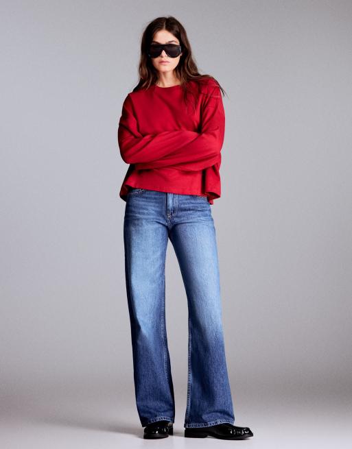 Bershka Boxy Langarm-T-Shirt in Rot, 2 von 6