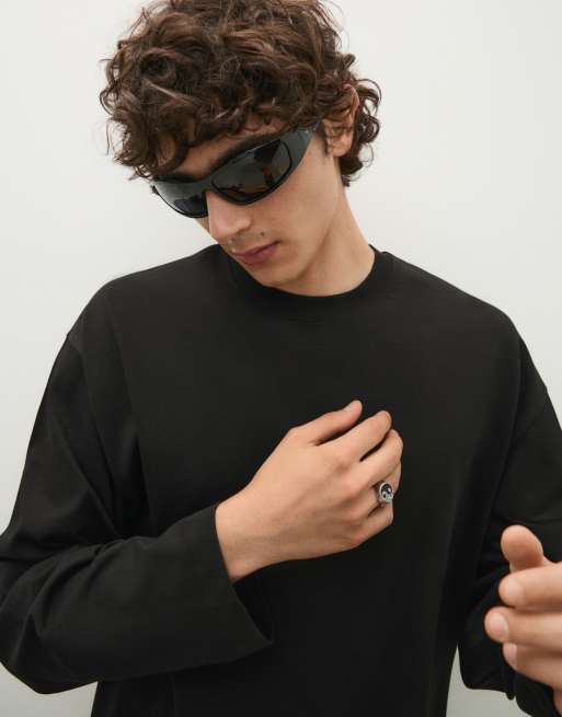 Bershka Boxy Langarm-T-Shirt in Schwarz, 3 von 5