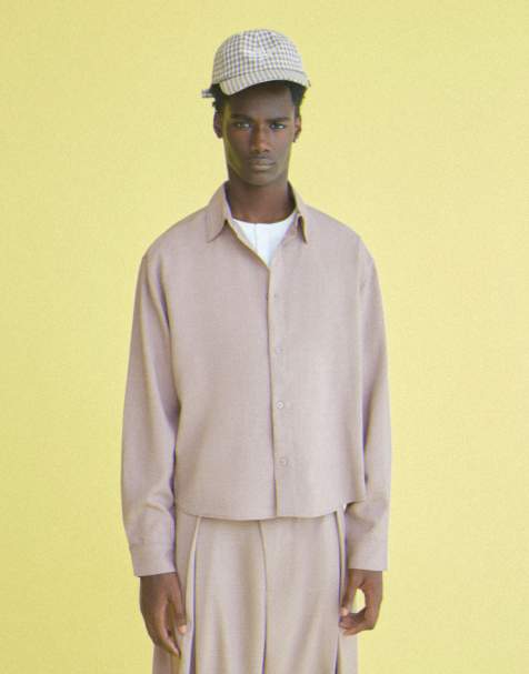 Bershka Boxy Langarmhemd in Beige - view 1
