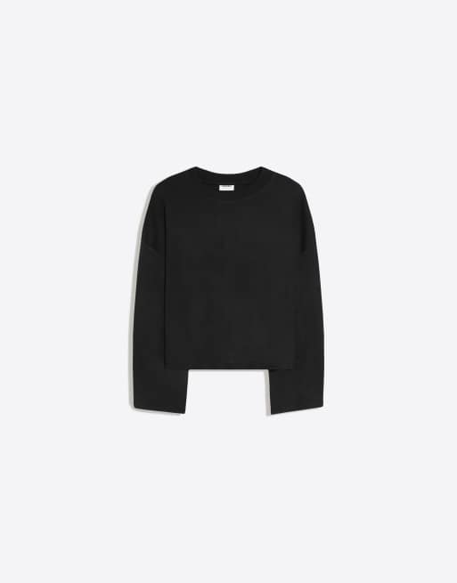 Bershka boxy long sleeve t-shirt in black, 6 of 6