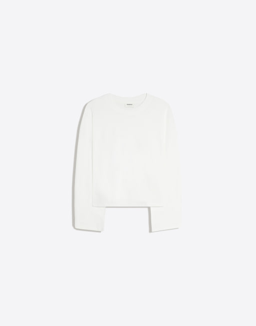 Bershka boxy long sleeve t-shirt in white, 6 of 6