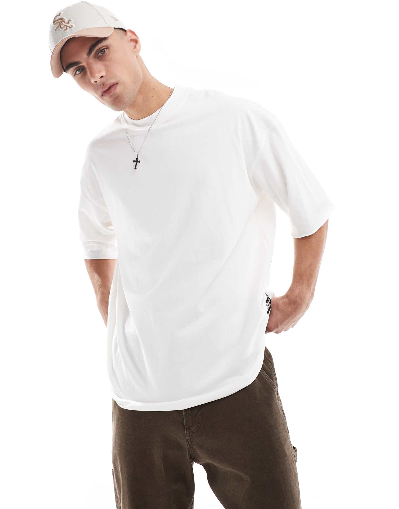 Белая футболка свободного кроя Bershka oversize fit 