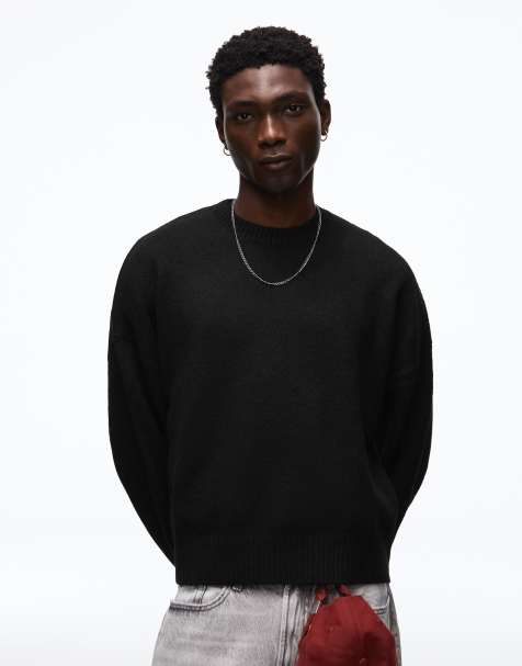 Bershka Boxy round neck jumper in black - view 1