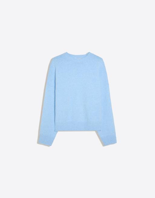 Bershka Boxy round neck jumper in light blue, 5 of 5
