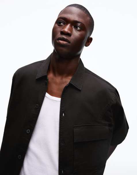 Bershka Boxy short sleeve shirt in black - view 1