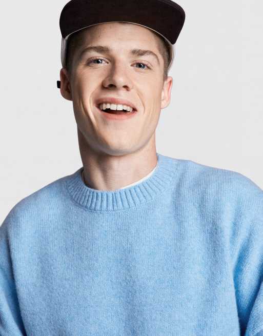 Bershka boxy striktrøje med rund hals i lyseblå, 3 af 5