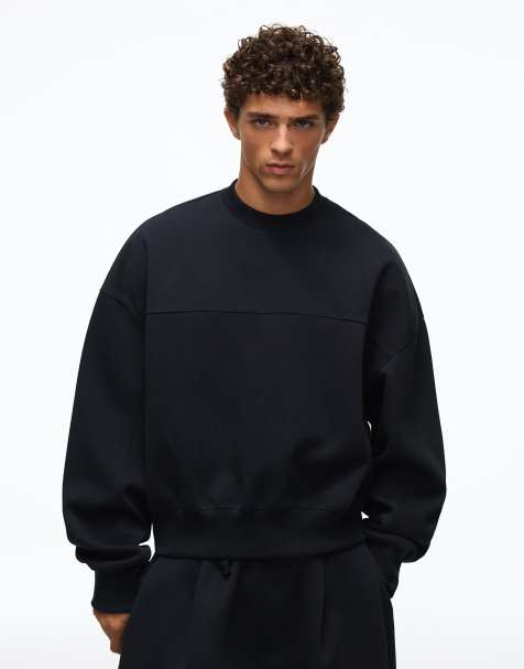 Bershka boxy sweatshirt met ronde hals in blauw - view 1