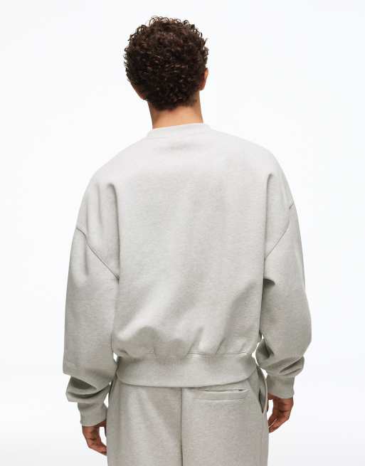 Bershka Boxy-Sweatshirt mit Rundhalsausschnitt in Hellgrau, 3 von 5