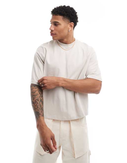 Bershka - Boxy T-shirt in beige