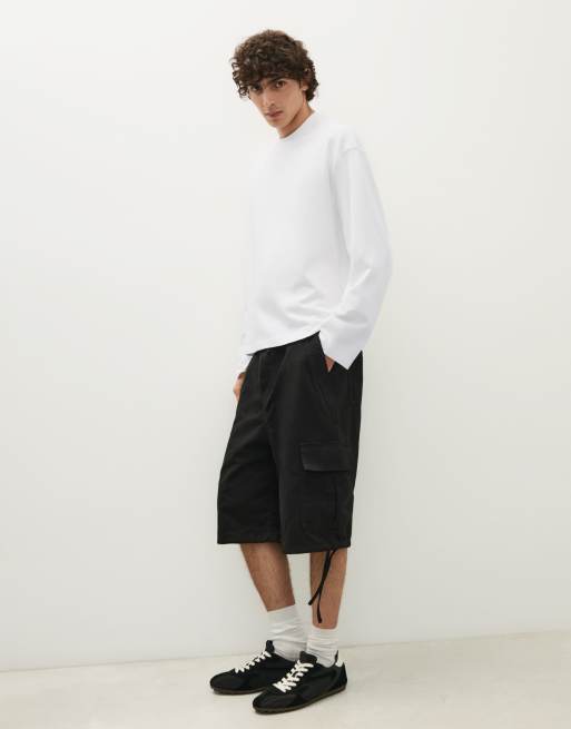 Bershka boxy T-shirt met lange mouwen in wit, 2 van 5