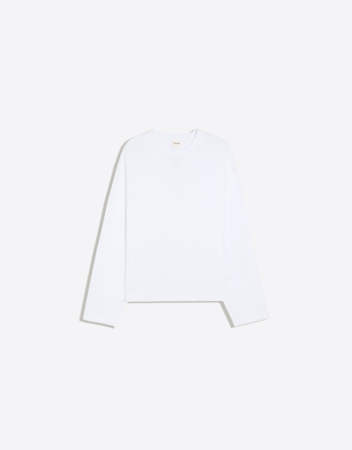 Bershka boxy T-shirt met lange mouwen in wit, 5 van 5