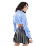 [Bershka] Bershka boxy tie back shirt in blue S BLUE