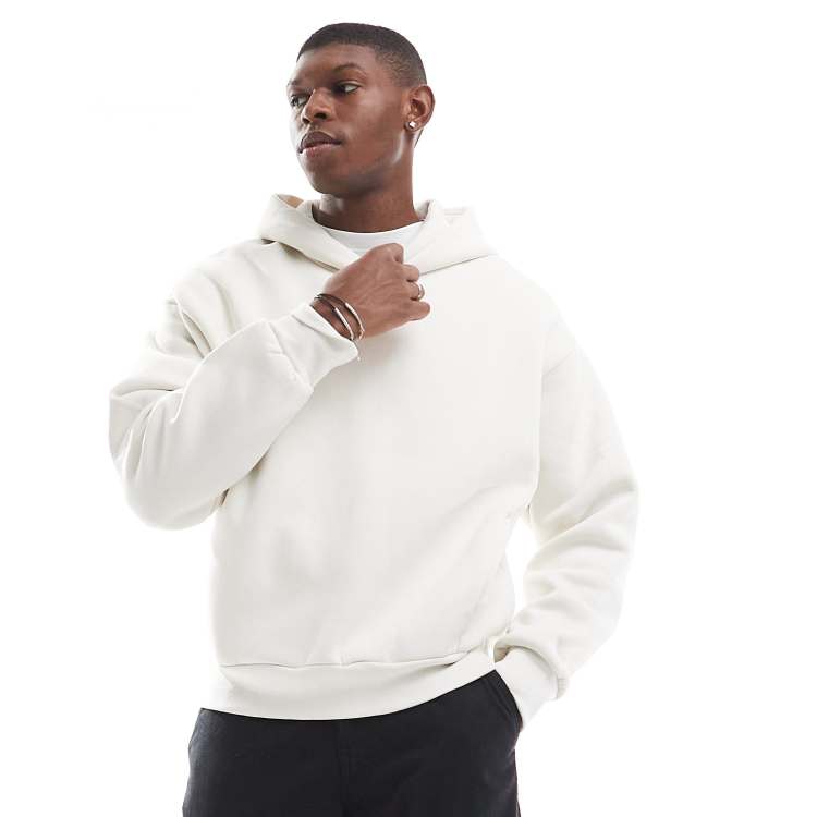 Bershka boxy tonal back print hoodie in white | ASOS