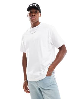 boxy tonal print T-shirt in white