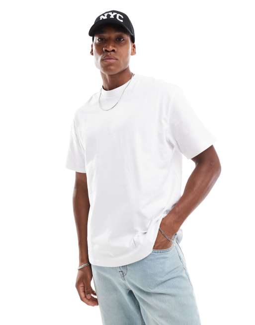 Bershka boxy tonal print T-shirt in white