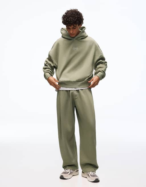 Bershka Boxy washed hoodie in khaki, 2 of 4