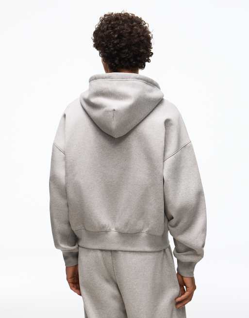 Bershka Boxy zip-up hoodie in light grey, 7 of 7