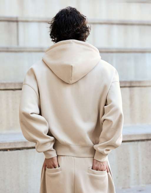 Bershka Boxy zip-up hoodie in sand, 2 of 7