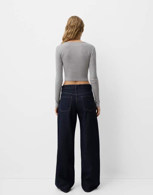 Bershka boyfriend jeans in denim blue
