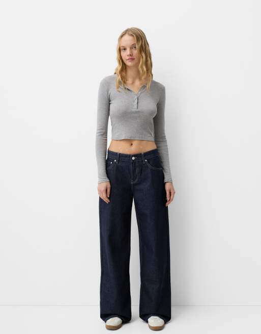 Bershka boyfriend jeans in denim blue