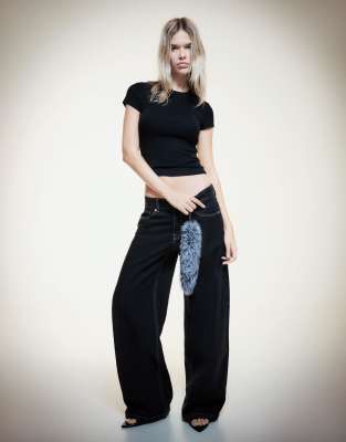 Bershka - Boyfriend-Jeans in Grau