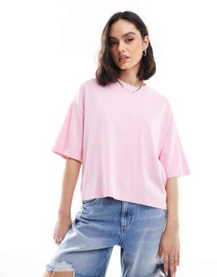 Bershka - Boyfriend-T-Shirt in Rosa mit Oversize-Schnitt