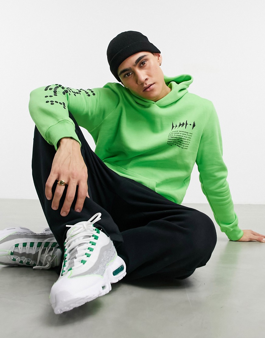 Bershka BPM hoodie with back print in green