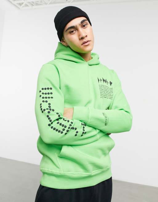 Bershka BPM hoodie with back print in green | ASOS