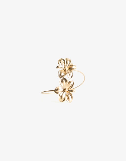 Bershka - Bracciale rigido a fiore color oro