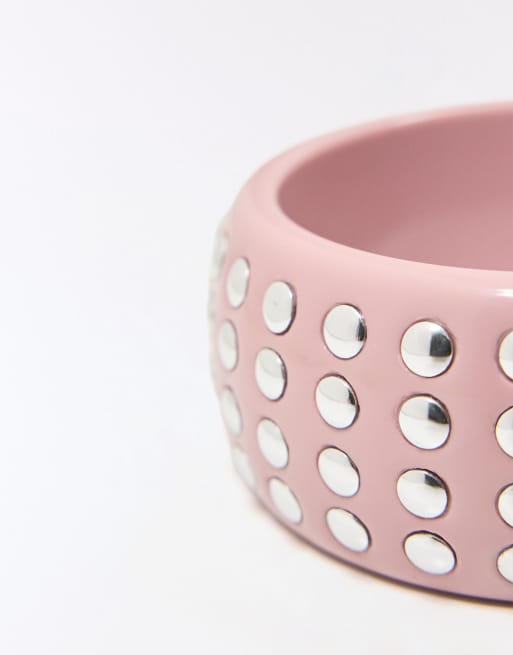 Bershka - Bracelet clouté large - Rose, 2 de 4