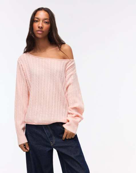 Bershka Braided jumper in pink - view 1