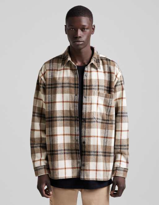 Bershka – Braun karierte Hemdjacke