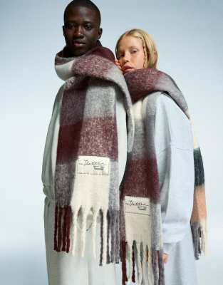 Bershka - Braun karierter Schal-Brown