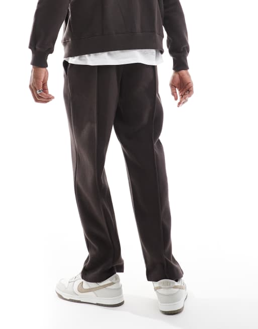 Bershka – Brązowe joggersy z szerokimi nogawkami i zaszewkami, 5 z 5