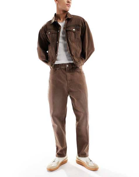 Bershka – Brązowe luźne jeansy - view 1
