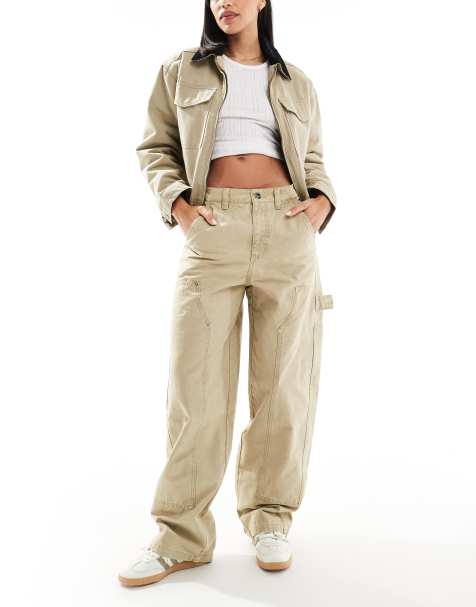 Bershka carpenter trousers in brown