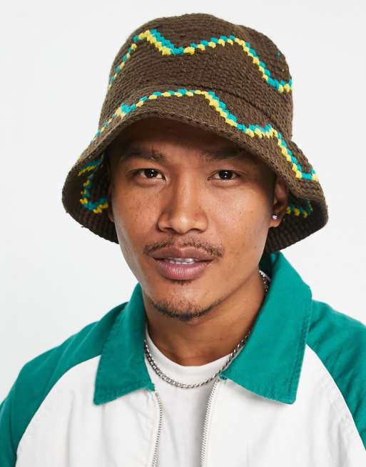 Bershka – Brązowy szydełkowany kapelusz typu bucket