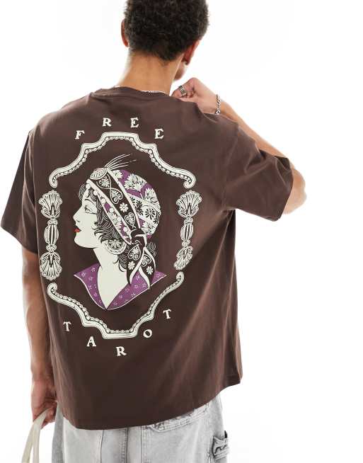 Bershka – Brązowy T-shirt z nadrukiem Social Club