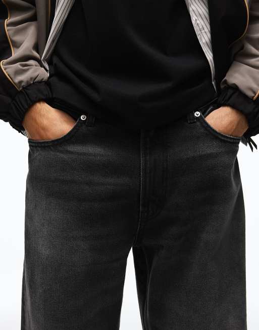 Bershka brede lige jeans i sort, 4 af 4