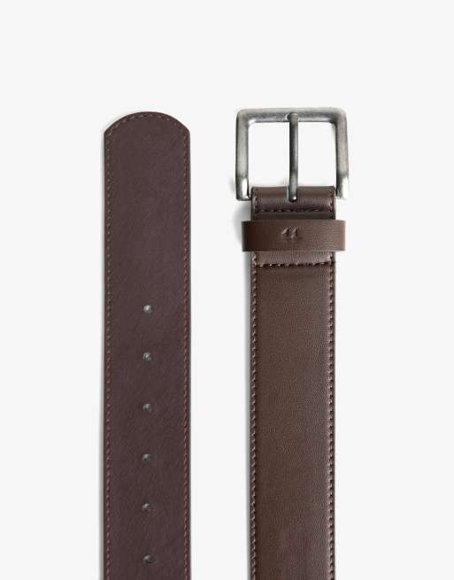 Bershka - Brede riem met leereffect in bruin, 3 van 3