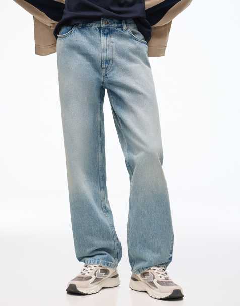 Bershka brede straight jeans i blå - view 1