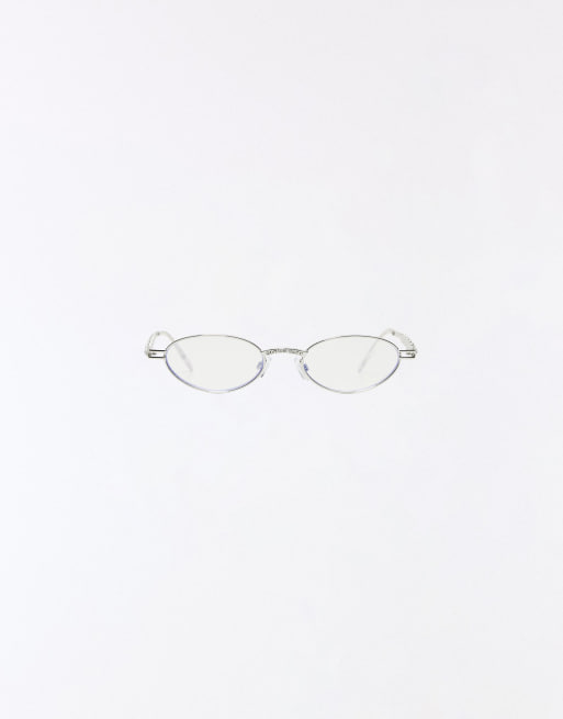 Bershka - Bril met blauwlichtfilter en strassteentjes in transparant wit