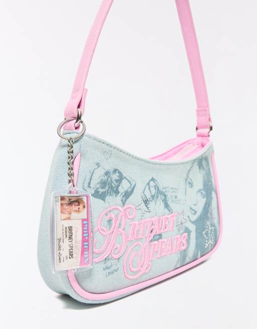 Bershka Britney spears shoulder bag in denim blue, 2 of 5