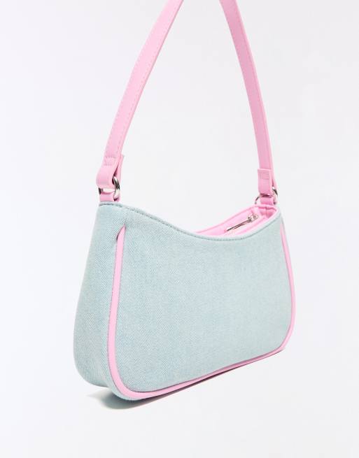 Bershka Britney spears shoulder bag in denim blue, 3 of 5