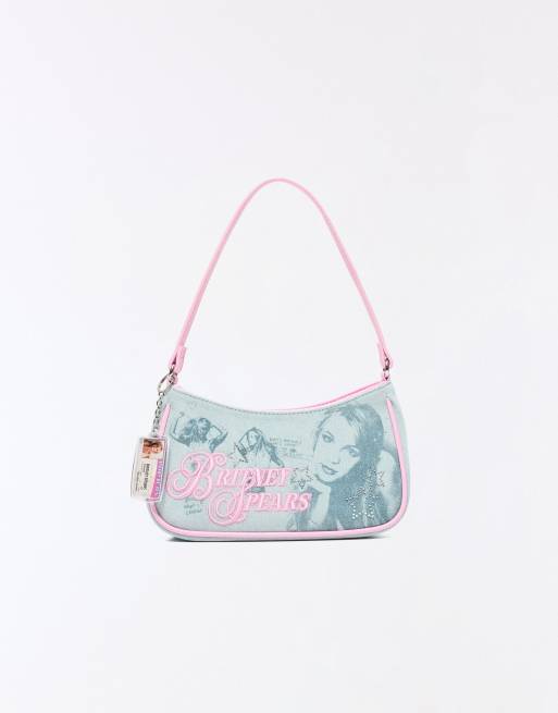 Bershka Britney spears shoulder bag in denim blue, 4 of 5