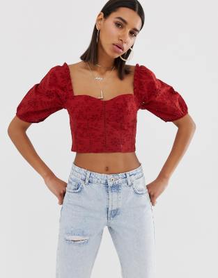 asos red crop top