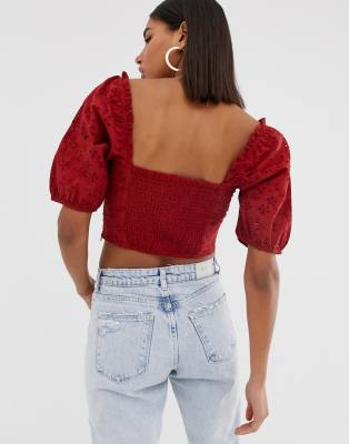 asos red crop top